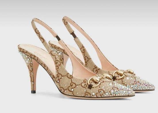 GG rhinestone heels