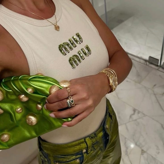 MIU  GREEN LETTERS TANK TOP
