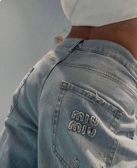 MIU LIGHT LOGO JEANS