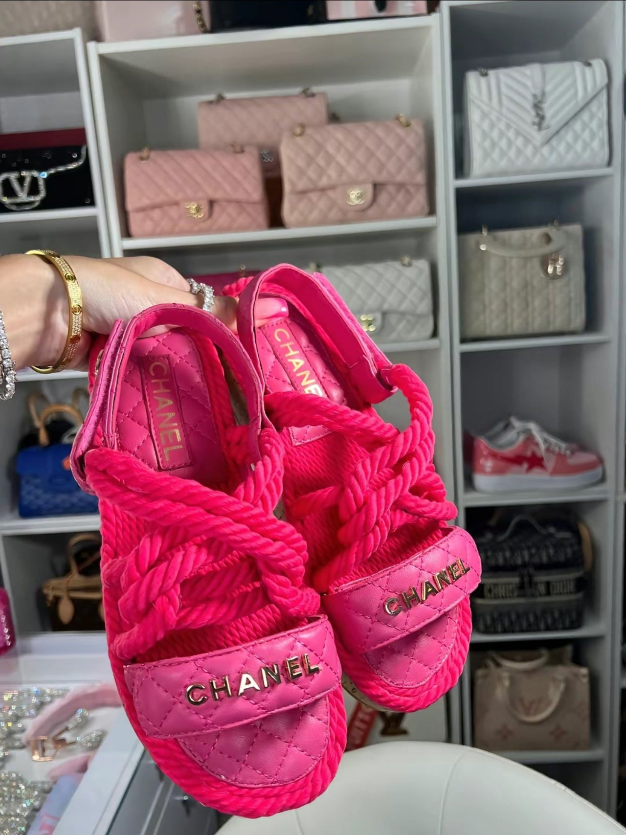 CC sandals hot pink