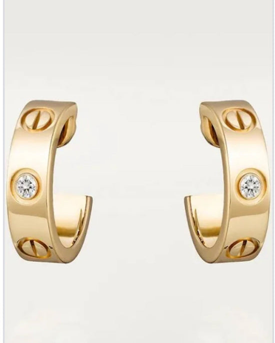 C small earrings gold diamonds